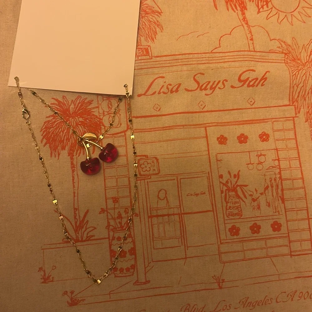 LISA SAYS GAH Cherry Earrings French necklace - Picture 2 of 7